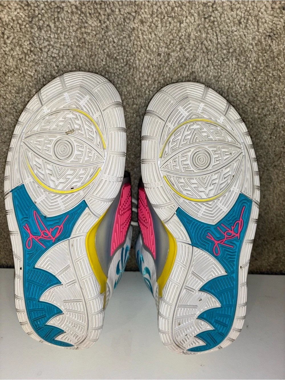 Nike Kyrie 6 Kids White High-Top Sneakers with Teal & Yellow Accents